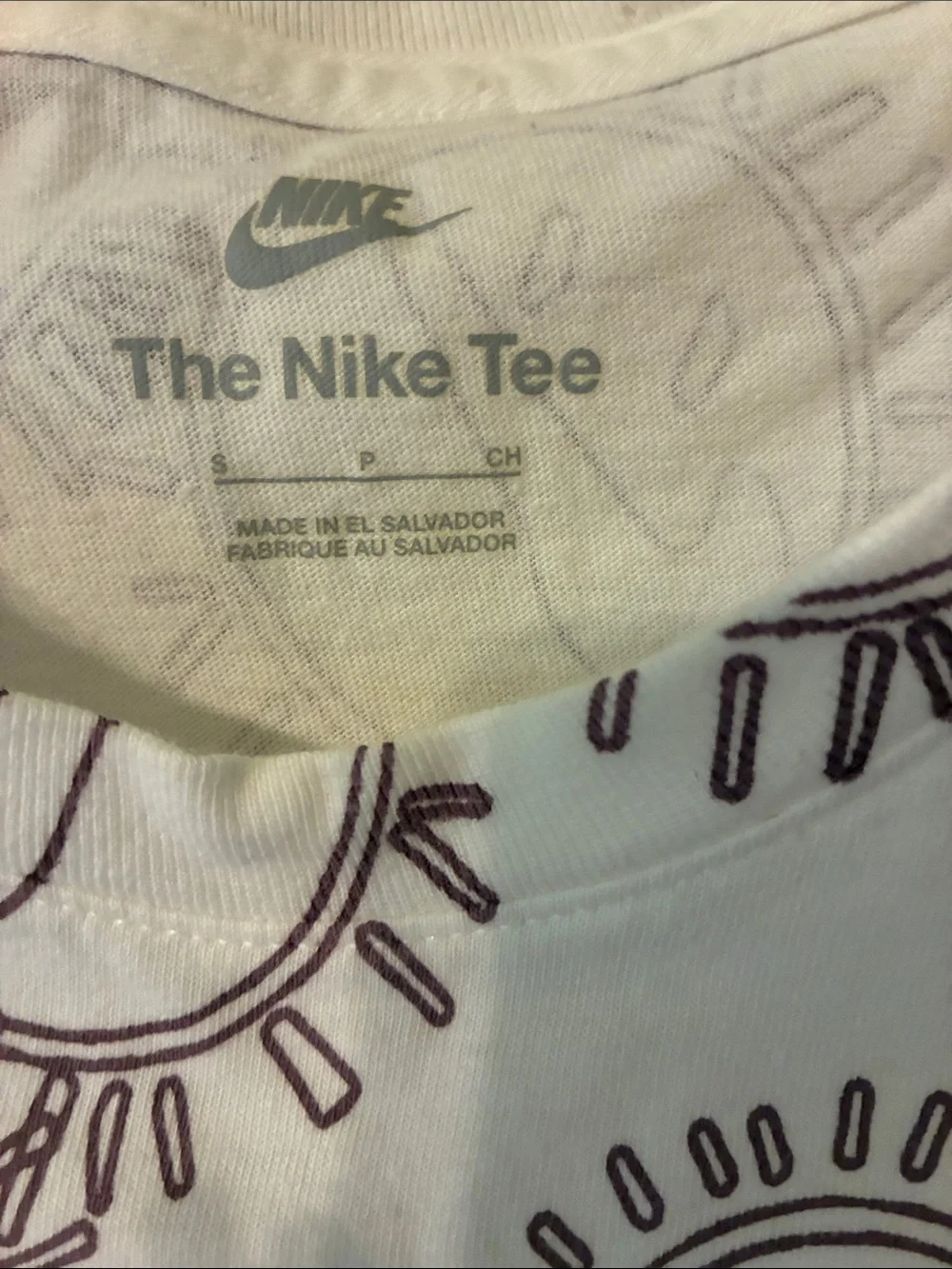 Nike White Tee with Purple Sun Graphics